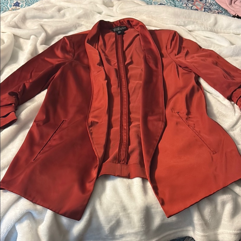 Rachel Zoe Red Blazer with Wide Lapels and Relaxed Fit